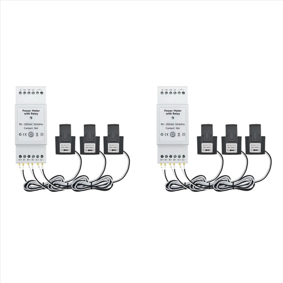 2X Medidor de Energía WiFi Tuya Smart Life Bidireccional Trifásico con Interruptor de Contacto Seco Monitor de Aplicación 80 A CA 110 V/240 V