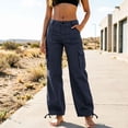 thumbnail image 2 of Levmjia Women's Cargo Pants High Waisted Straight Leg Utility Pants with Multi Pockets Adjustable Drawstring Ankle Cuffs Workwear Trousers for Outdoor, 2 of 6
