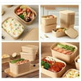 thumbnail image 4 of Brown Meal Prep Containers With Lids, Disposable Kraft Paper Bowls with Lids, Freezer Meal Prep Containers Disposable with Lids, Rectangle Food Containers Party Supplies Treat Bowls (25.36oz,60PCS), 4 of 8