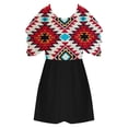 thumbnail image 5 of Usmixi Summer Tee Shirt for Women Women's Cold Shoulder Tops Empire Waist Top Western Ethnic Diamond Print Short Sleeve Shirts Casual Blouses Tunics Red s, 5 of 5
