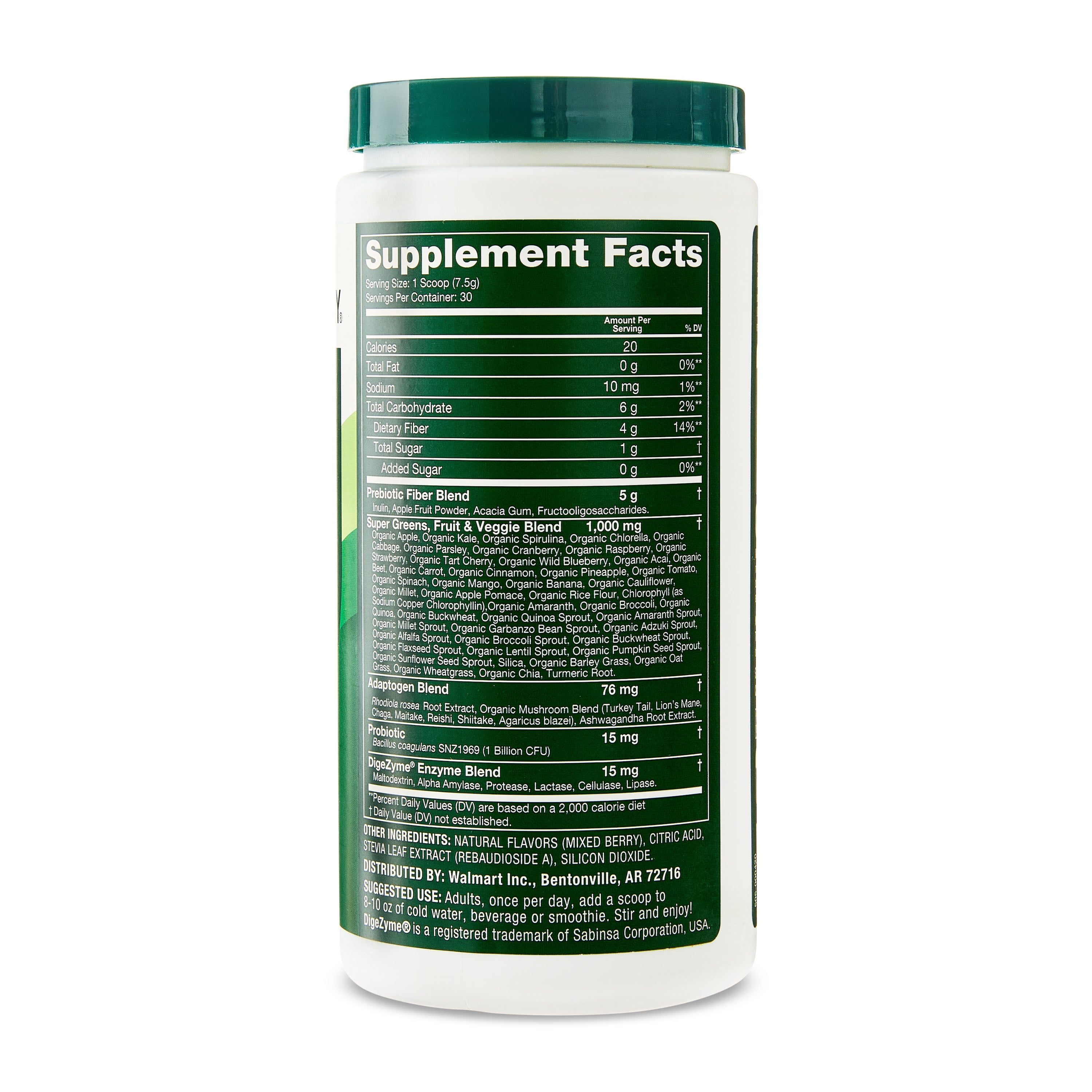 Spring Valley Daily Greens + Super Foods Digestive Health Dietary Supplement, Mixed Berry Flavor, 30 Servings, 7.94 oz