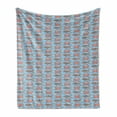 thumbnail image 1 of Marine Soft Flannel Fleece Throw Blanket, Crab and Fish Pattern in Sketch Style Nautical Art, Cozy Plush for Indoor and Outdoor Use, 60" x 80", Blue Orange, by Ambesonne, 1 of 6