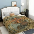 thumbnail image 2 of Nautical Old Map Vintage Compass Soft Throw Blanket All Season Microplush Thick Warm Blankets Tufted Fuzzy Flannel Throws Blanket for Bed Sofa Couch 80"x60", 2 of 6