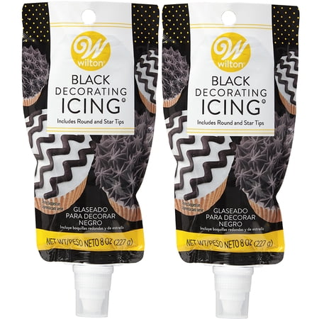 Wilton Black Icing Pouch with Tips, 8oz (2-Pack)