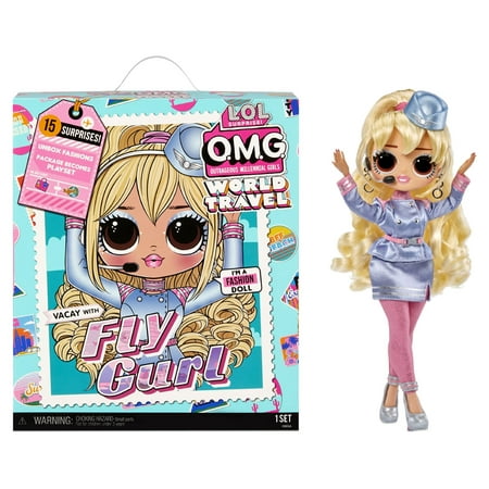 LOL Surprise OMG World Travel™ Fly Gurl Fashion Doll with 15 Surprises including Fashion Outfit, Travel Accessories and Reusable Playset – Great Gift for Girls Ages 4+