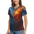 thumbnail image 2 of Zufioo Red And Blue Fire Dragon E Print Women's Classic V-neck T-shirt, V-neck Short-sleeved Tops Home Wear, Suitable for Daily Life, Work, Outdoors-3X-Large, 2 of 7
