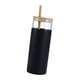 thumbnail image 2 of Taza de vidrio con tapa de bambú, tapa de bambú, alto borosilicato, funda protectora de silicona, vaso de vidrio, taza con asa con para Gimnasio Negro BLESIY Vaso, 2 of 7