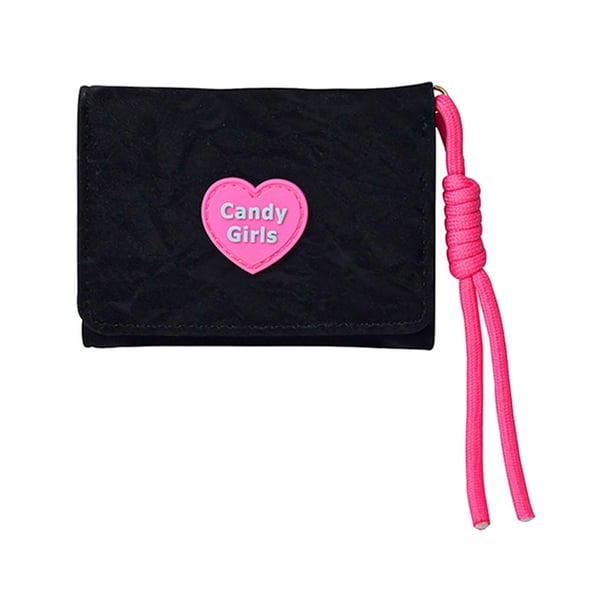 Cartera de viaje bonita con ventana transparente, ligera y elegante, corta, para vacaciones. Negro