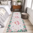 thumbnail image 3 of Flaming Bird Runner Rugs 2x6 ft Summer Animal Butterfly Plant Leaf Flower Line Texture Washable Hallway Rugs Non-Slip Floor Mats Absorbent Carpet Bedside Runners for Bedroom Kitchen Laundry Room, 3 of 9