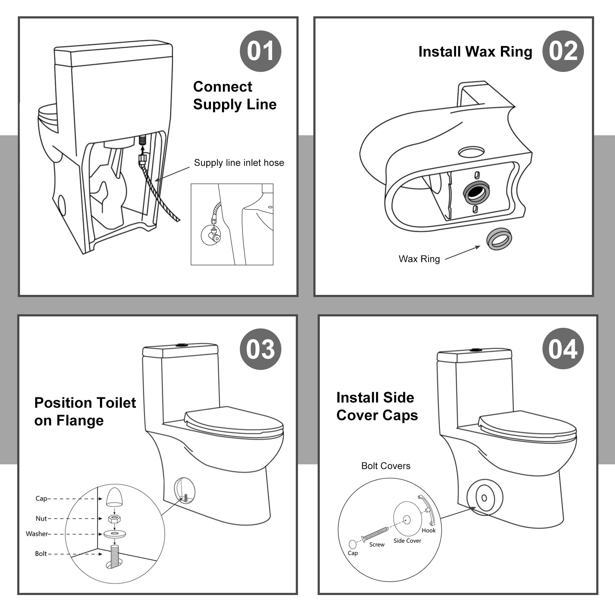 TT001 One-Piece Toilets for Bathrooms 1.6 GPF Dual Flush