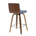 thumbnail image 4 of Vienna Modern Counter Height Swivel Bar Stool with Vintage Blue Upholstered Seat and Walnut Finished Wood Frame, 4 of 5