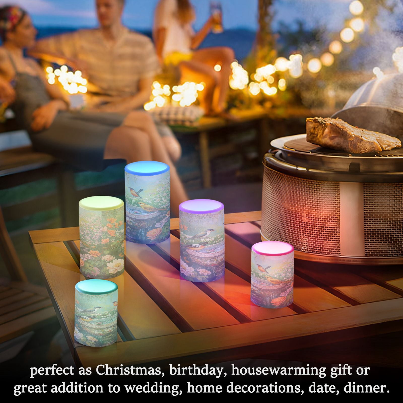 BZSMCE Flameless Candles LED Lights Plainting Of Colorful Birds Creativity Battery Candles