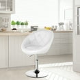 thumbnail image 3 of Gymax 1PC Adjustable Modern Swivel Round Tufted Back Accent Chair PU Leather White New, 3 of 6