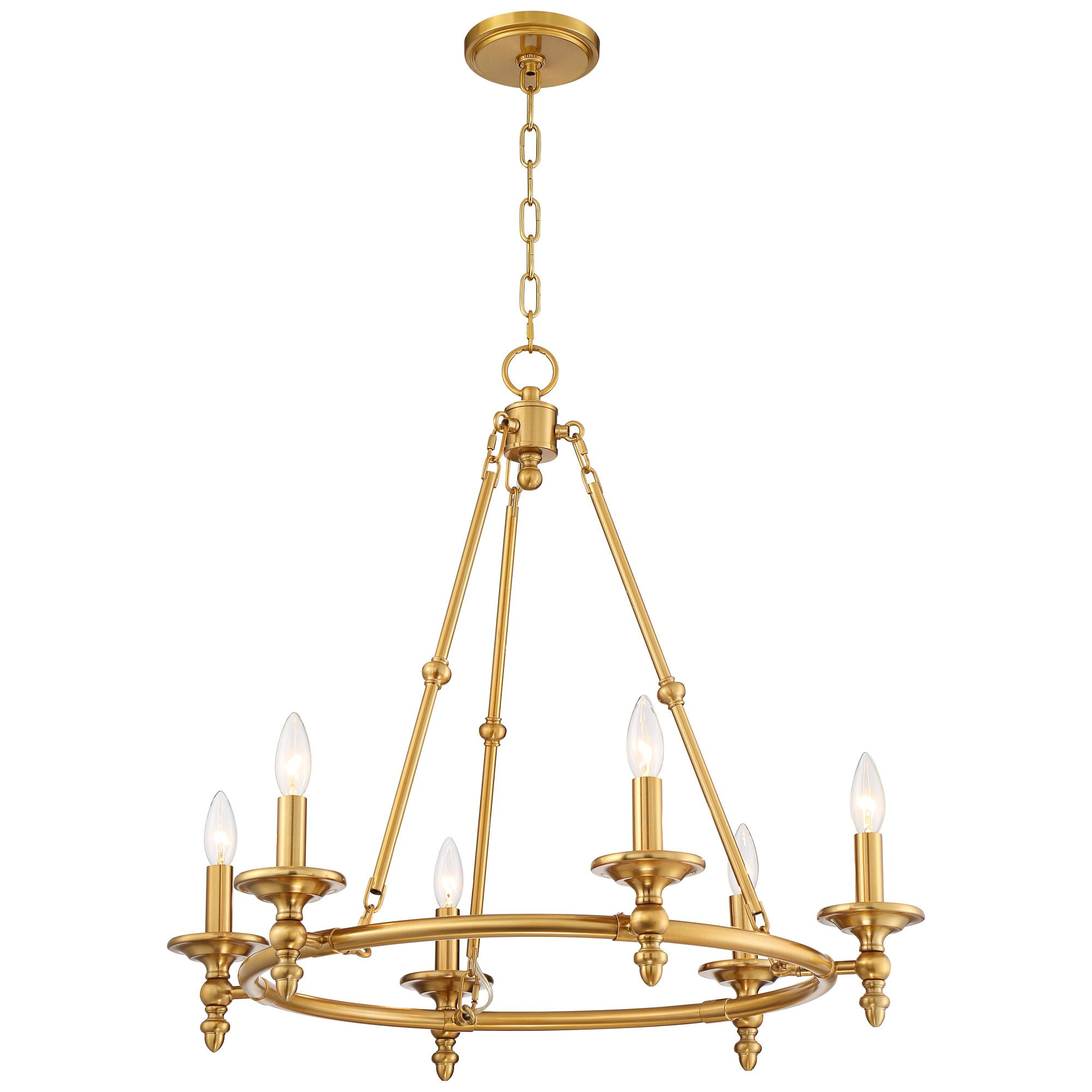 Stiffel Warm Antique Brass Wagon Wheel Chandelier 28" Wide Farmhouse Rustic 6-Light Fixture for Dining Room Living House Foyer Kitchen Island Entryway