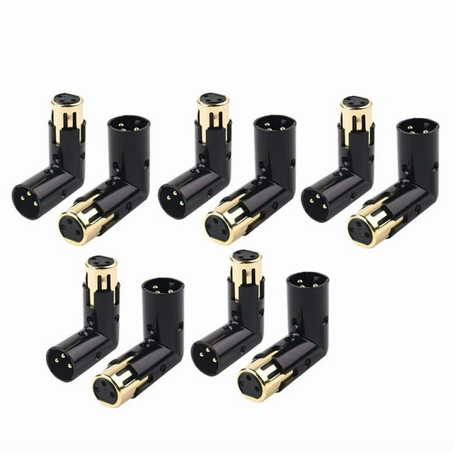 10 Piezas Adaptador de Audio Enchufe Ajustable Macho una Hembra Adaptador XLR de ÁNgulo Recto 3 Negro (Adaptador XLR de 90 Grados)