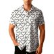 thumbnail image 4 of TaTaai Men's Valentine's Day Shirt, Black White Printed Button Down, Short Sleeve Date Top, Romantic Casual Blouse Gift, 4 of 8