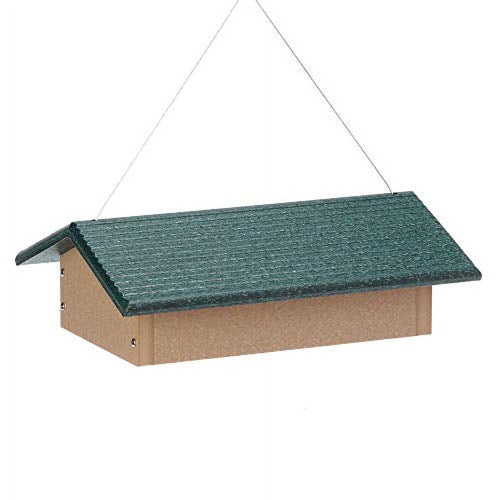 Birds Choice SNUDD Recycled Cake Upside Down Suet Feeder, Seed Block Feeder, 4 Suet Cakes, 11-3/4"L X 8-3/4"W X 4"H, Taupe w/ Green Roof - image 2 of 7