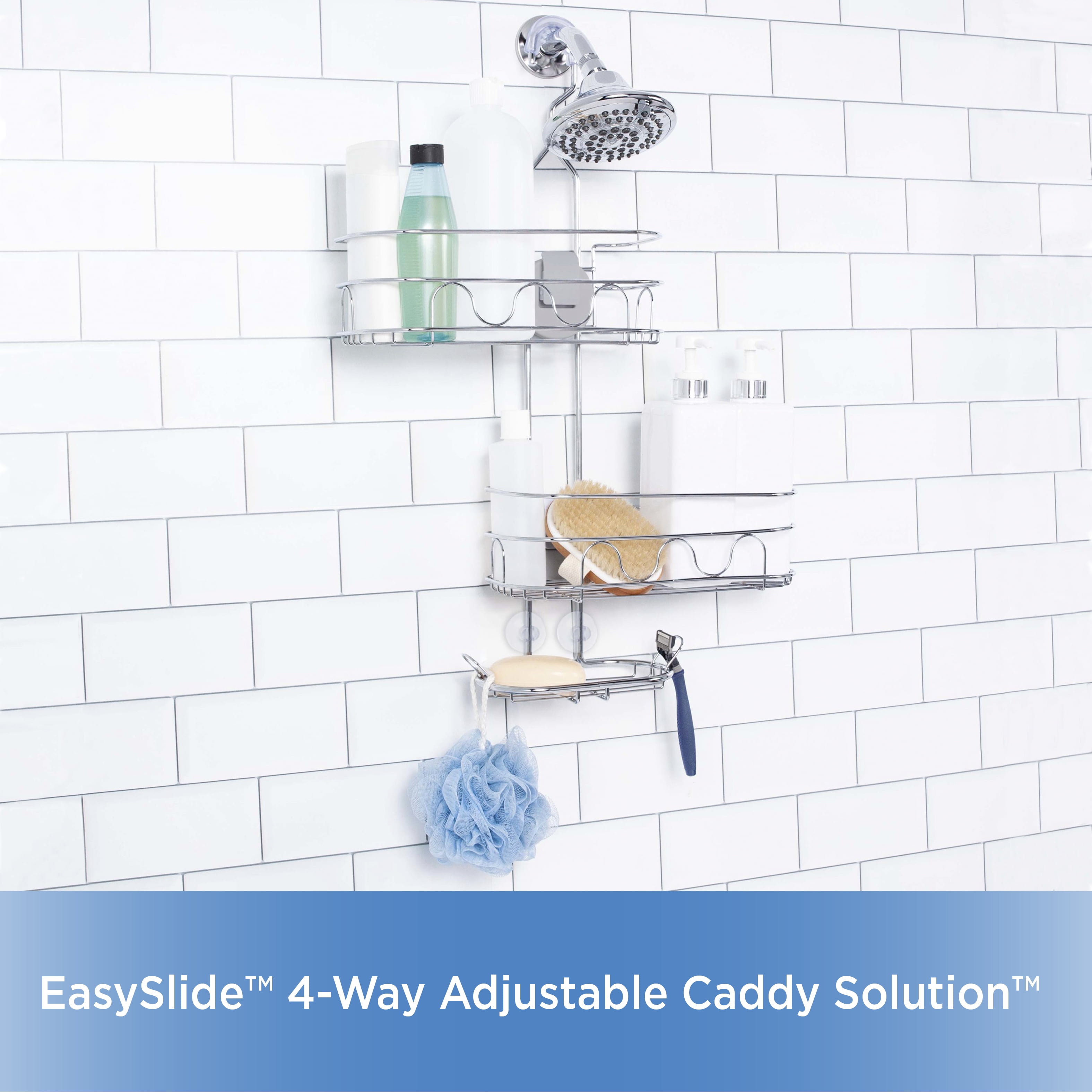Kenney Easyslide 4-Way Adjustable Shower Caddy, Color: Chrome - JCPenney