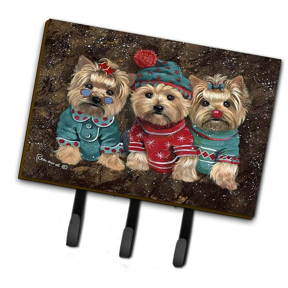 6 x 2 x 9 in. Yorkshire Terrier Yorkie Christmas Elves Leash or Key Holder