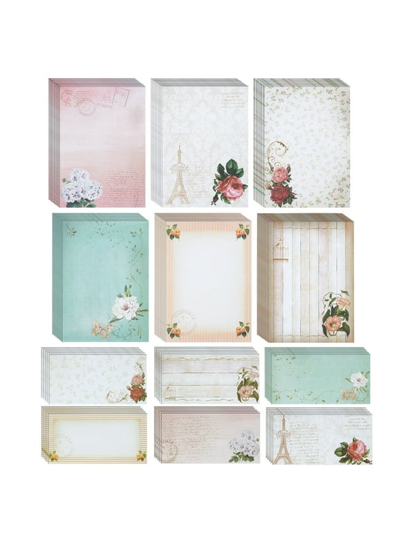 90 Piece Vintage Letter Writing Paper Set (60 Floral Stationery and 30 Matching Envelopes)