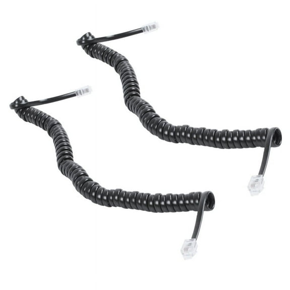 2X Black RJ9 Telephone Phone Modem Coil Line Cord Cable 9.3 inch,2 x Telephone Phone Modem Cable,black