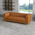thumbnail image 4 of Kendrix Mid Century Modern Luxury Genuine Leather Tuxedo Couch in Cognac Tan, 4 of 6