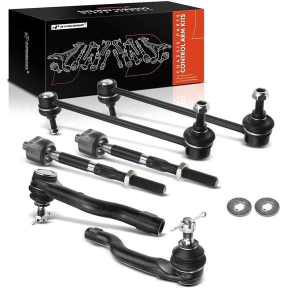 A-Premium 6Pcs Suspension Kit Inner Outer Tie Rod End Stabilizer Bar Link Compatible with Mazda 2 2011-2014 1.5L