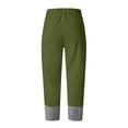 thumbnail image 7 of Miluxas Women's Gingham Trim Wide Leg Pants Elastic High Waist Loose Fit Casual Cropped Pants with Pockets Summer Work Casual Trousers Green, 7 of 7