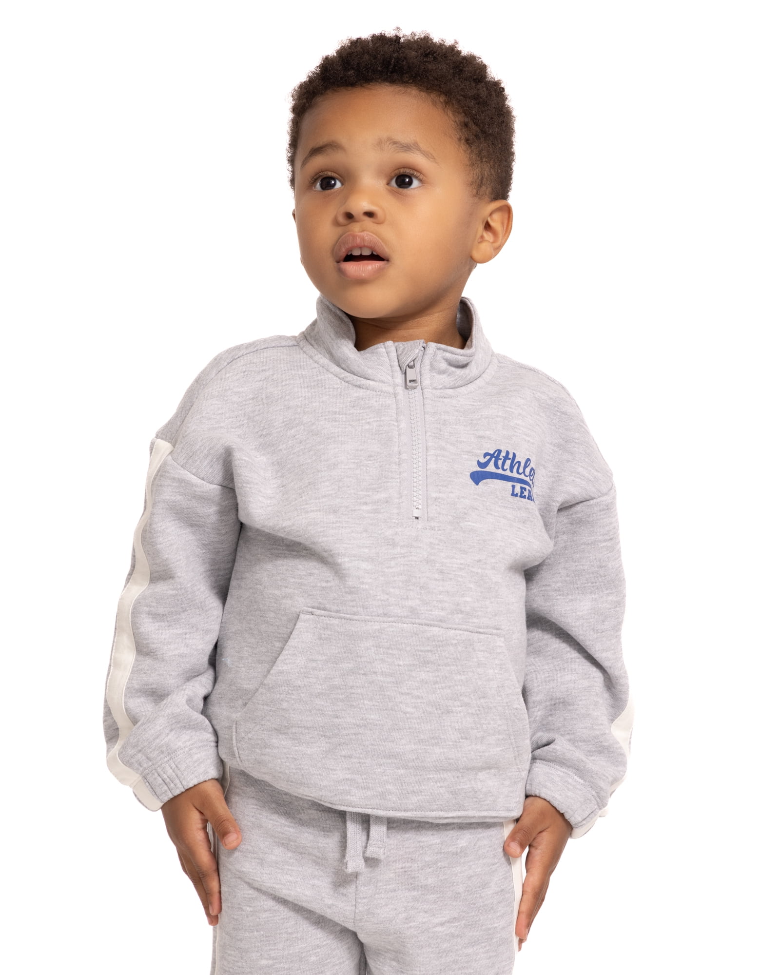 Wonder Nation Toddler Boys Fleece Half Zip Sweatshirt with Long Sleeves, Sizes 12M-5T