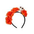 thumbnail image 2 of Halloween Flower Headband, Halloween Party Orange Rose Skull Piece, Black Party Decorations Dark Gothic Prop, Halloween Skeleton Decorations Themed Party Accessory, 8 Inch, 2 of 4