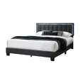 thumbnail image 3 of Glamorous 1pc Queen Size Bed W LED Charcoal Wool Fabric Upholstered Channel Tufted Platform Bed, 3 of 9