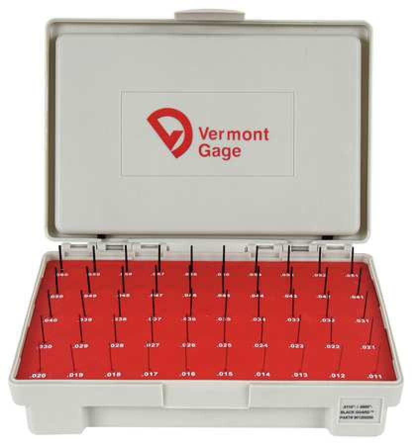 VERMONT GAGE 901200200 Pin Gage Set,Minus,0.0110.060 In,Black