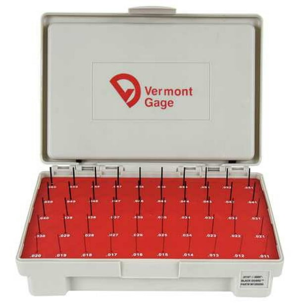 VERMONT GAGE 901200200 Pin Gage Set,Minus,0.0110.060 In,Black