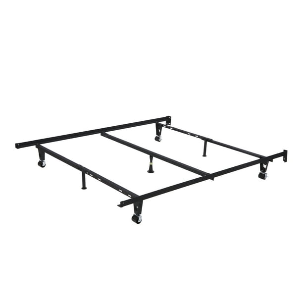 Jason Adjustable Metal Bed Frame with Center Support Rail, Support Legs