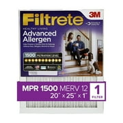 Filtrete 20x25x1 Air Filter, MPR 1500 MERV 12, Advanced Allergen Reduction, 1 Filter
