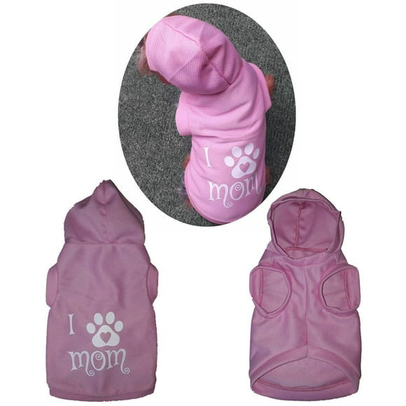 Jersey con capucha para perro o gato Mi Baúl Rosa I Love Mom Talla 0