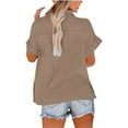 thumbnail image 4 of Women's Linen Shirts Summer Button Down V Neck Casual Blouse Spring Fashion Loose Fitting Tunic Tops Work Boho Style, 4 of 4