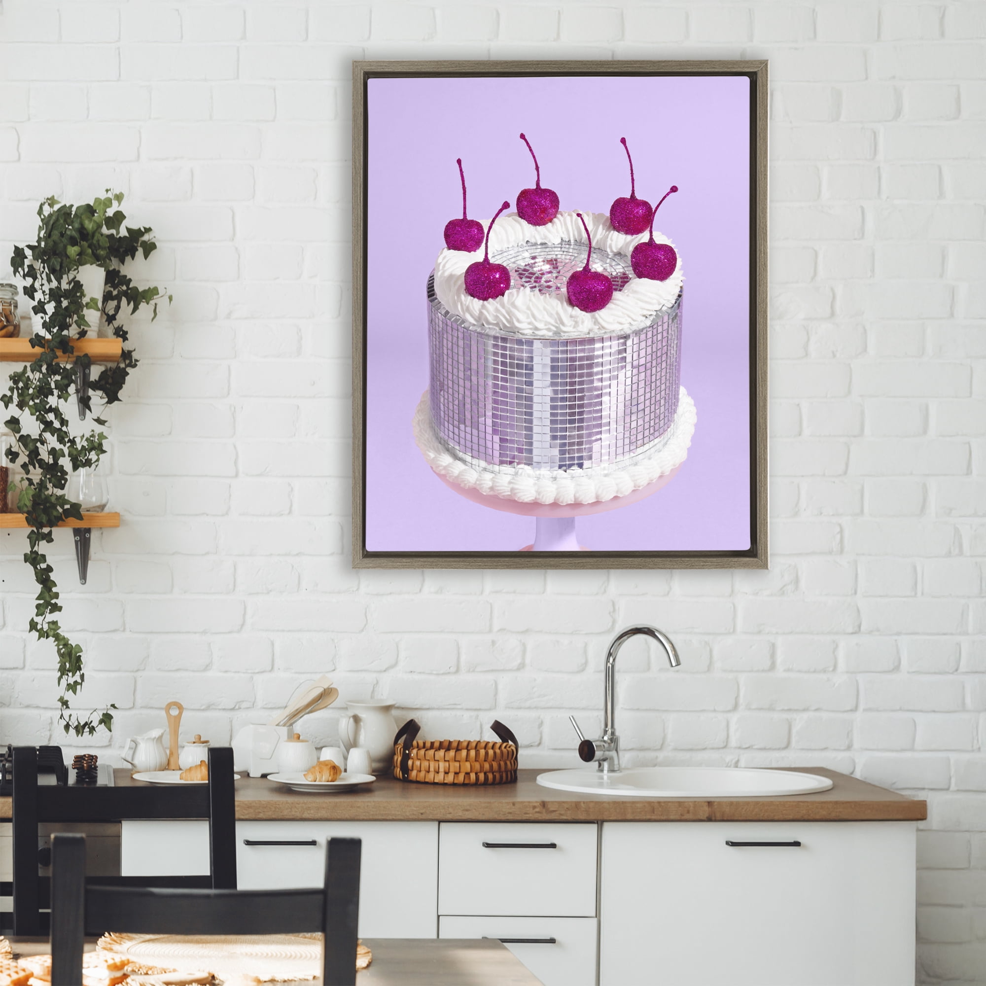 Stupell Industries Gleaming Disco Cake Brown Framed Floater Canvas Wall Art, design by LISH Creative