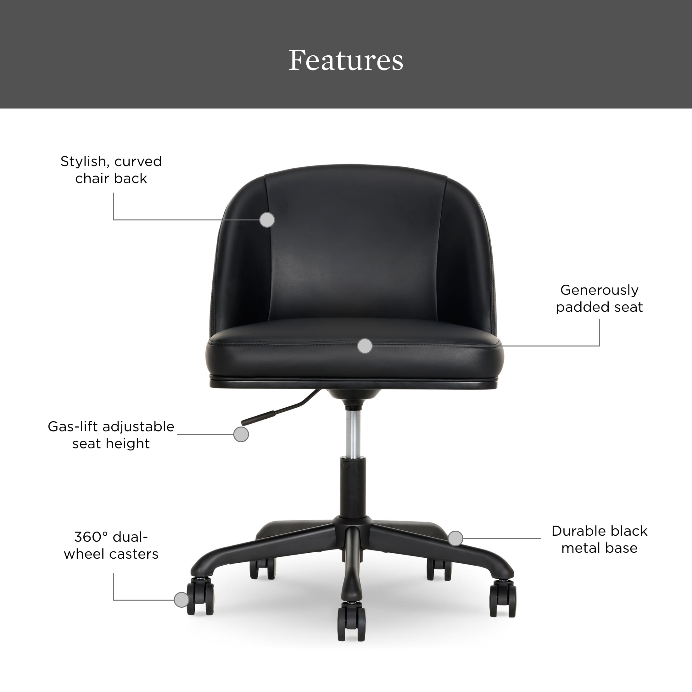 Better Homes & Gardens Oaklee Office Chair, Black and Charcoal Finish