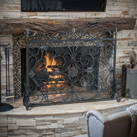 Laurentia Panel Iron Fireplace Screen (Best Paint For Fireplace Mantel)