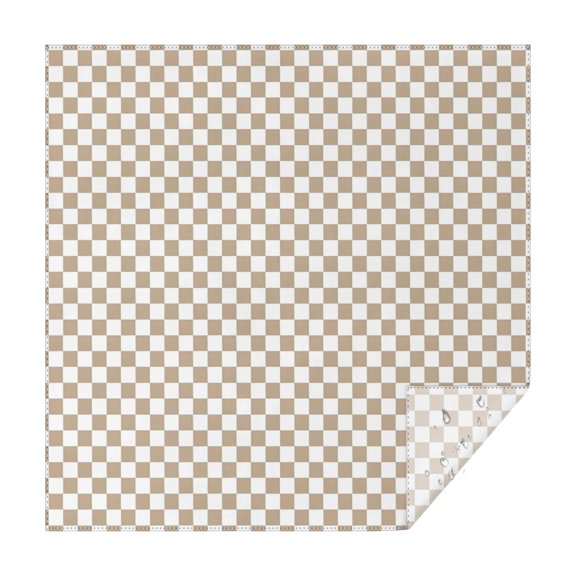Beige and White Checkerboard Pattern Square Tablecloth,Waterproof Square Table Cover,Wipeable Spillproof Washable Table Cover for Home Kitchen Party Decor 42"X42"(107x107cm)