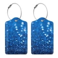 thumbnail image 3 of Pofeuu A Blue Glitter Print Luggage Tags, Privacy Cover ID Label with Stainless Steel Loop and Address Card for Travel Bag Suitcase-1, 3 of 5
