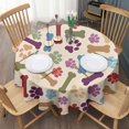 thumbnail image 3 of Paw Prints and Bones Round Tablecloth 60"x60",Wrinkle Wipeable Table Cloth for Kitchen Dining Room Picnic Patio Party, 3 of 6