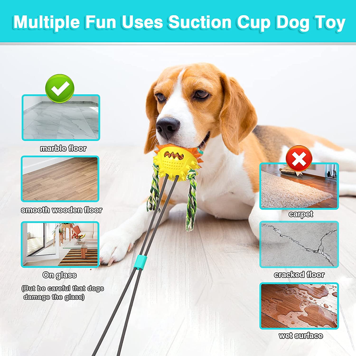 Dog tug toy that suctions to floor hot sale