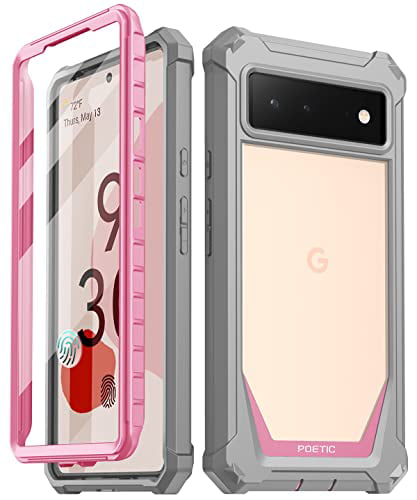 Poetic Guardian Case Designed for Google Pixel 6 5G Green/Clear Built-in Screen Protector Work with Fingerprint ID Full Body Hybrid Shockproof Bumper Cover Case