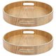 thumbnail image 1 of 2 pcs Round Bamboo Wood Serving Trays, Dinner Tray, Tea Tray, Breakfast Food Container, Handle Tray, 1 of 5