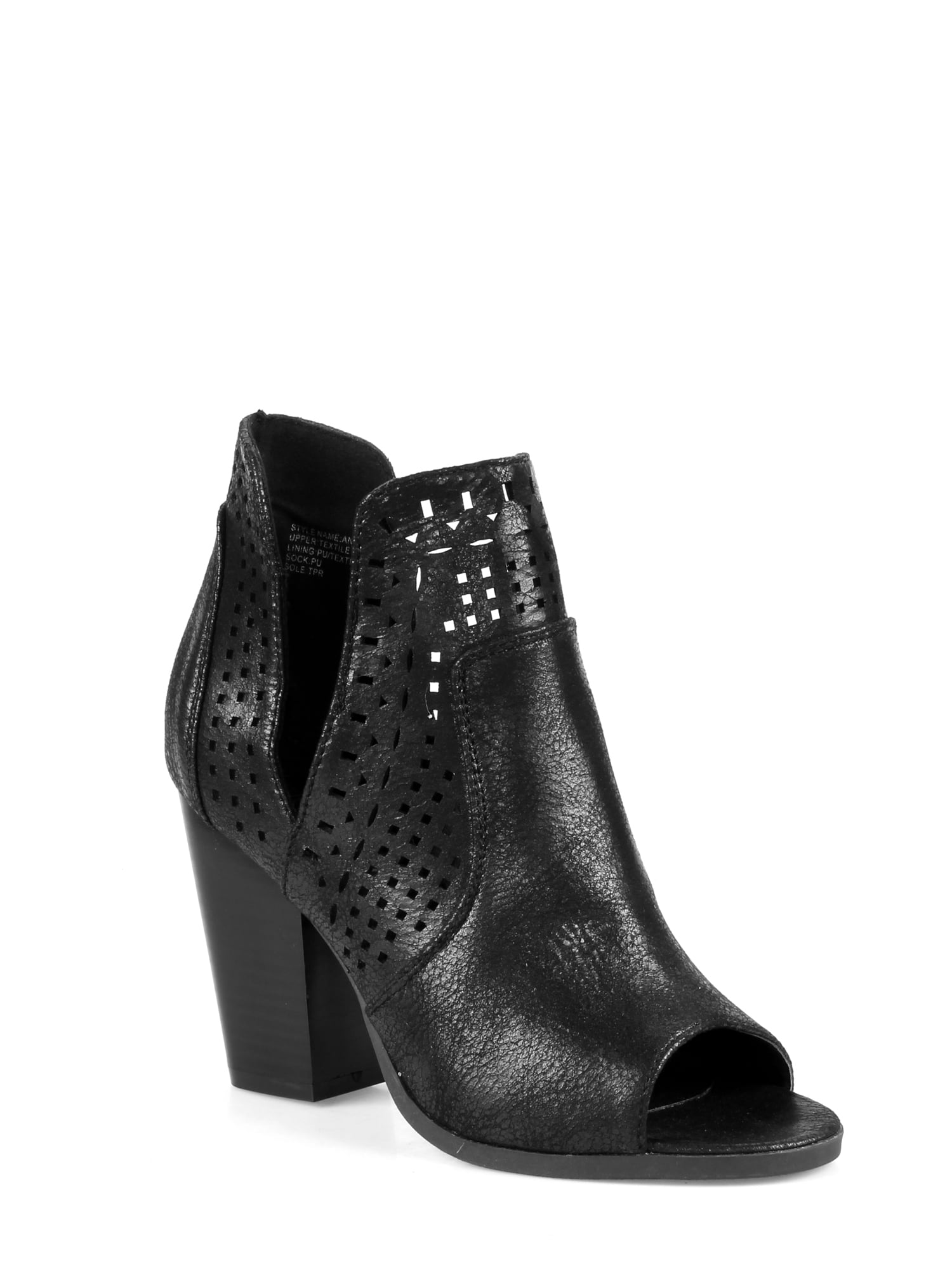 Mark and Maddux Chunky Heel Women's Peep Toe Perforated Booties