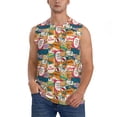 thumbnail image 3 of Uemuo Retro Summer Stamp Pattern Men's Sleeveless T-Shirt,Muscle Athletic Tank Top, Moisture-wicking Quick-dry Breathable Classic Tee Top for Gym Run Outdoor Sports-XX-Large, 3 of 8