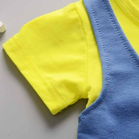 

nsendm Kids Gentleman Clothes Toddler Baby Sleeve Short Outfits Set Boys T-shirt+Pants Boys Outfits&Set Boy Shorts Outfit Childrenscostume Yellow 110