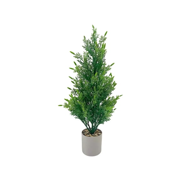 2Pcs 18.5Inch Artificial Fall Pine Trees Small Fake Plants,Table Top Christmas Tree Ornaments,Cedar Topiary Potted Trees for Home Desk Room Office Farmhouse Outdoor Decorations